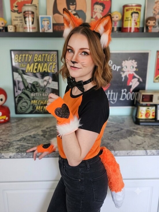 Other - 4-Piece Fox Cosplay Furry Accessory Set - Tail, Bowtie & Cuffs